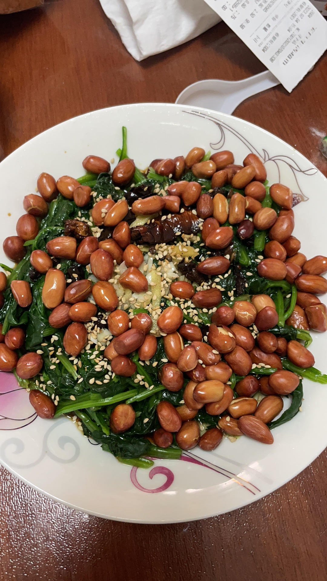 超级爽口的果仁菠菜（附零失误炸花生米的方法）