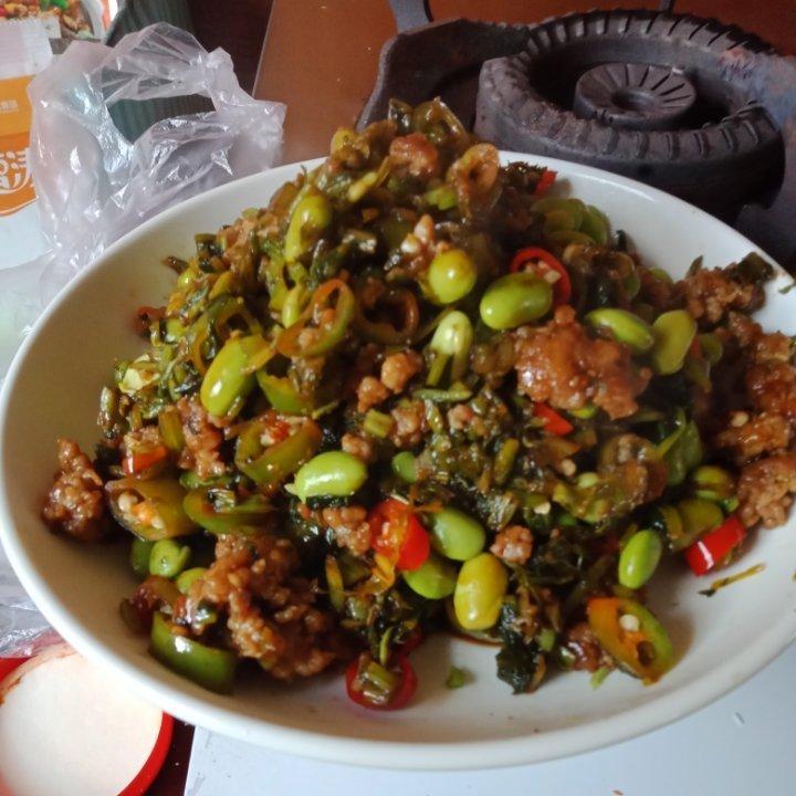 雪菜毛豆肉丝