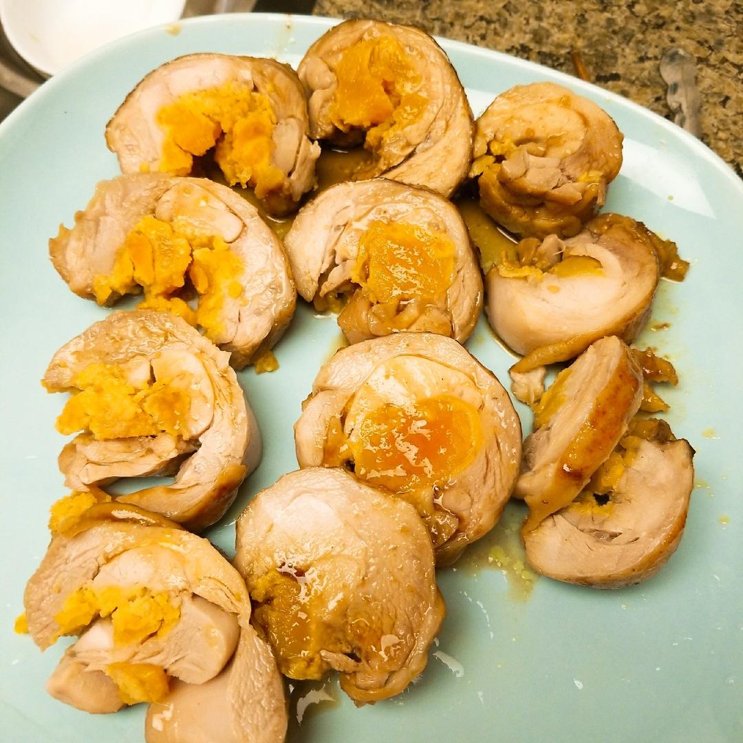 蜜汁蛋黄鸡腿卷