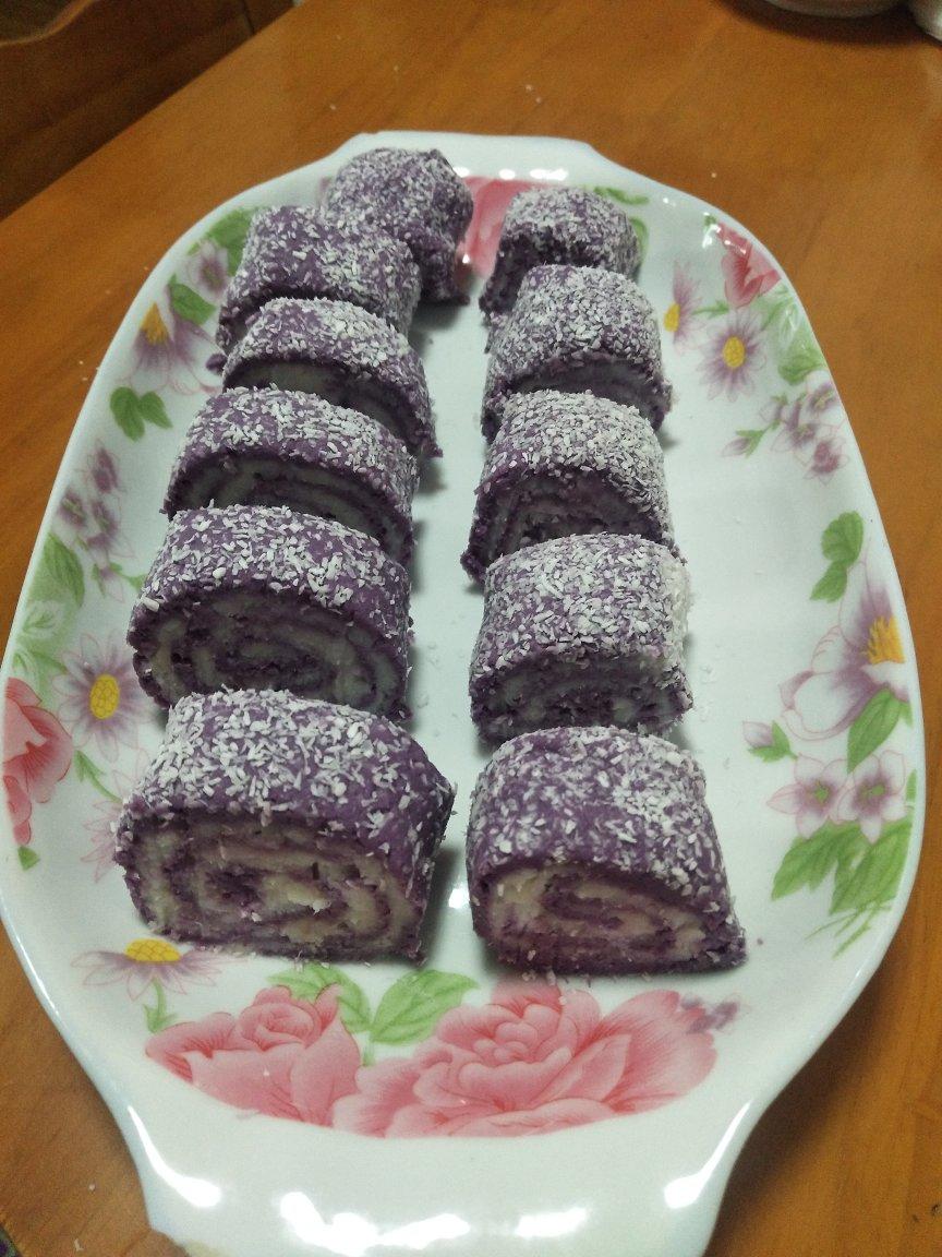【一起做早餐】漂亮的紫薯山药卷
