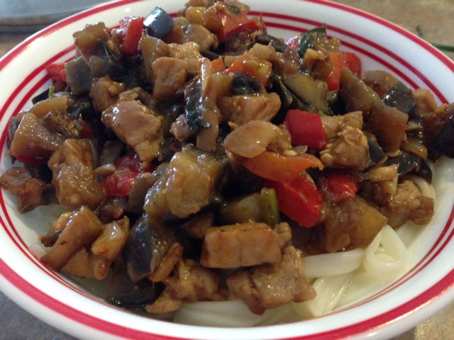 茄子肉丁打卤面