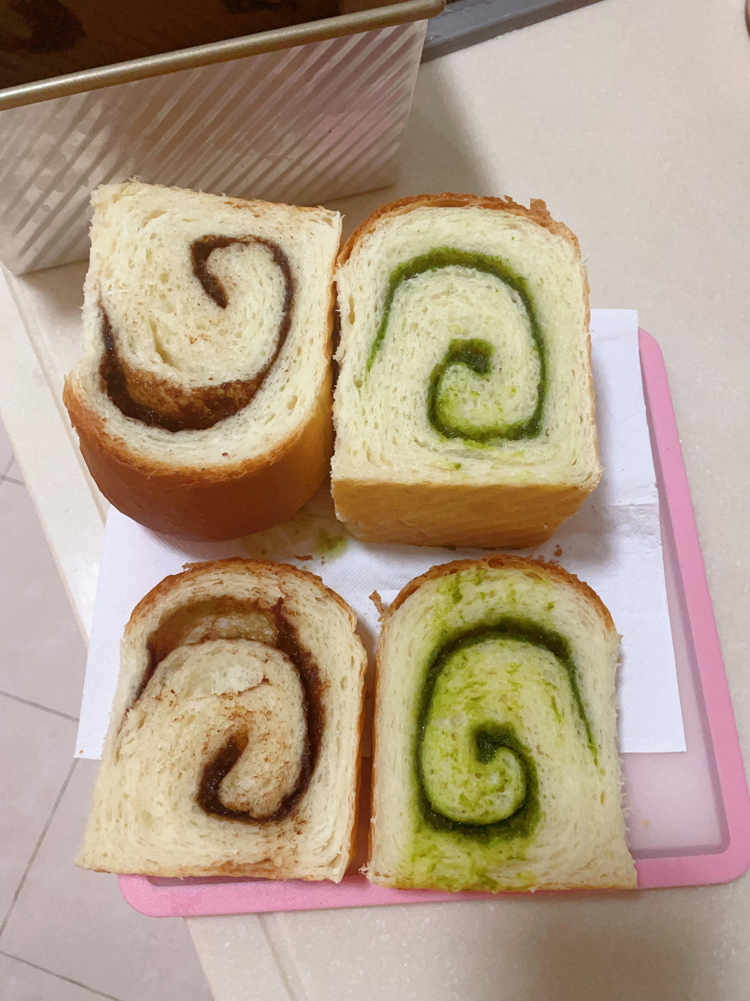 【奶酥吐司】｜抹茶+可可两种口味｜简单快手版