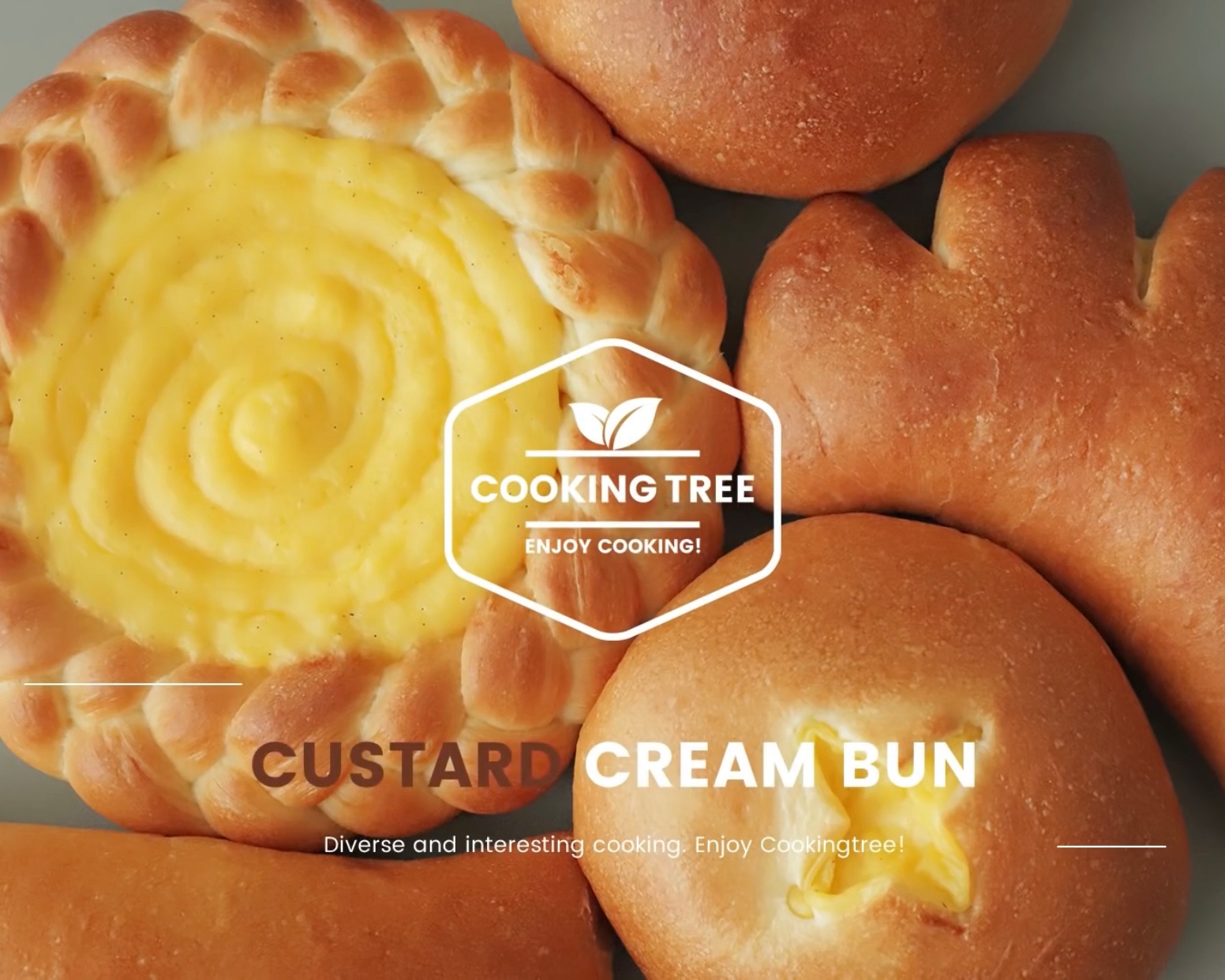 <Custard Cream Bun 卡仕达酱夹心面包> | Cooking Tree的做法