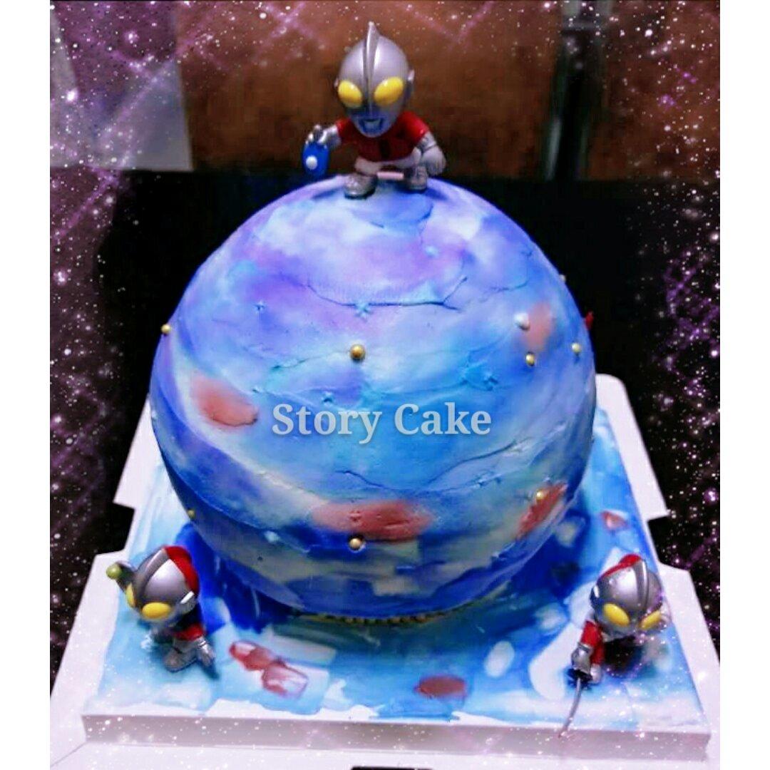 超级无敌美貌简单的刺绣风 奥特曼生日蛋糕