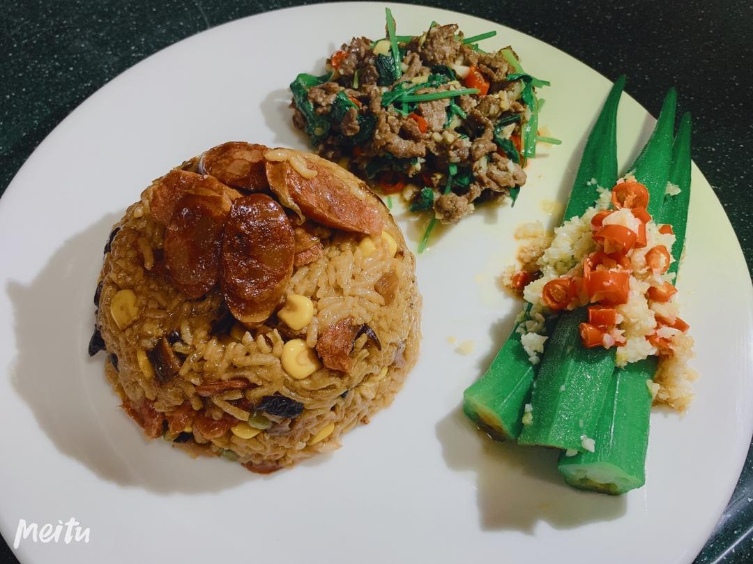 懒人必备～电饭煲腊肠焖饭