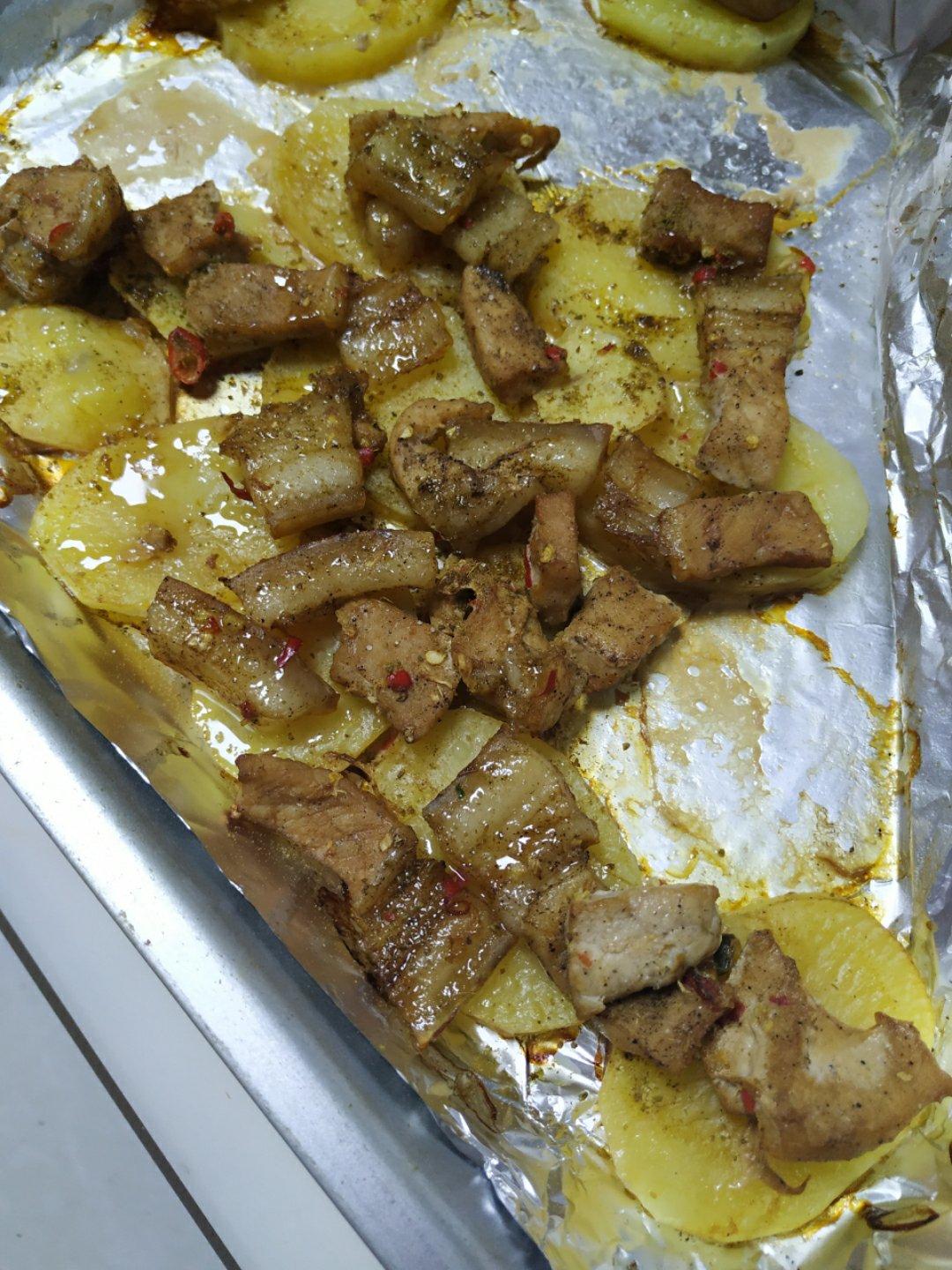 烤箱版土豆烤五花肉