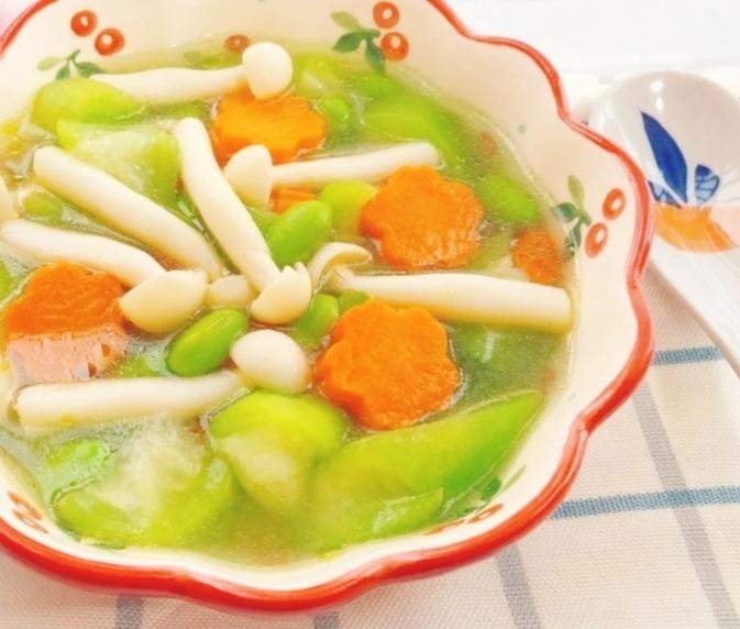 素食,毛豆丝瓜汤