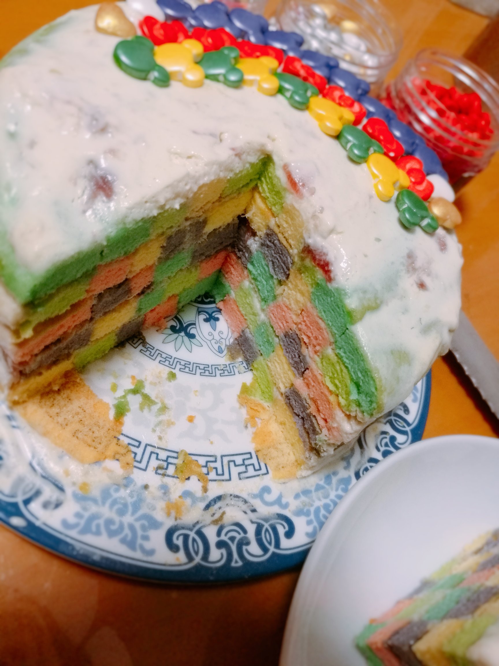 高颜值彩虹格子蛋糕