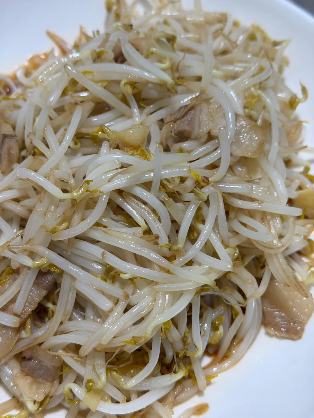 家常菜--五花肉炒豆芽菜