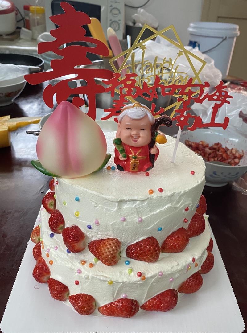 8+6寸双层奶油奥利奥水果夹心生日蛋糕