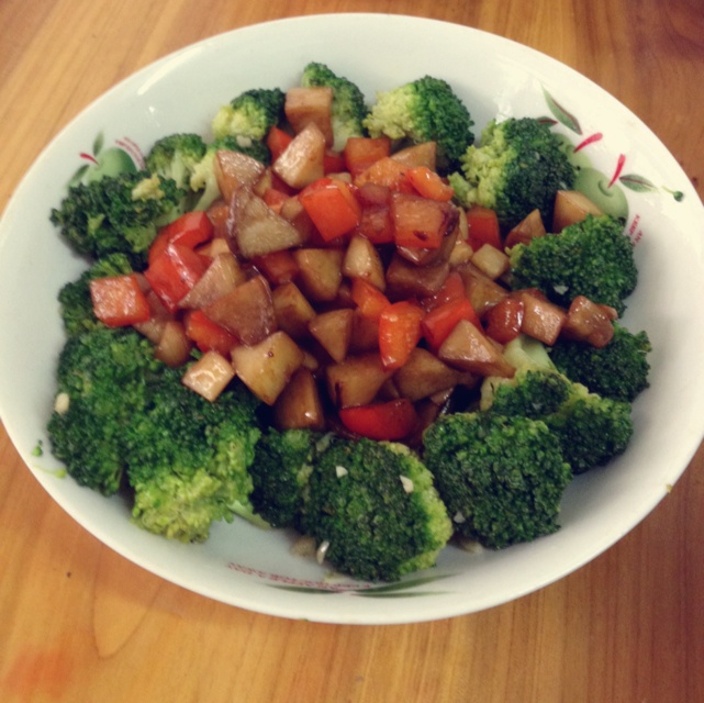 杏鲍菇扣西兰花