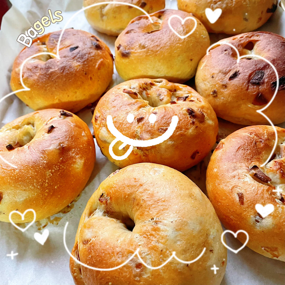 洋葱培根全麦贝果