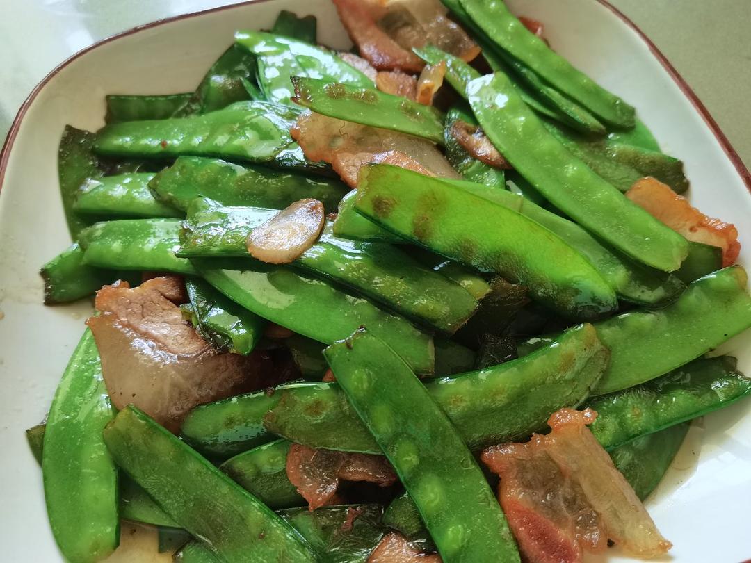 #年味#腊肉炒荷兰豆