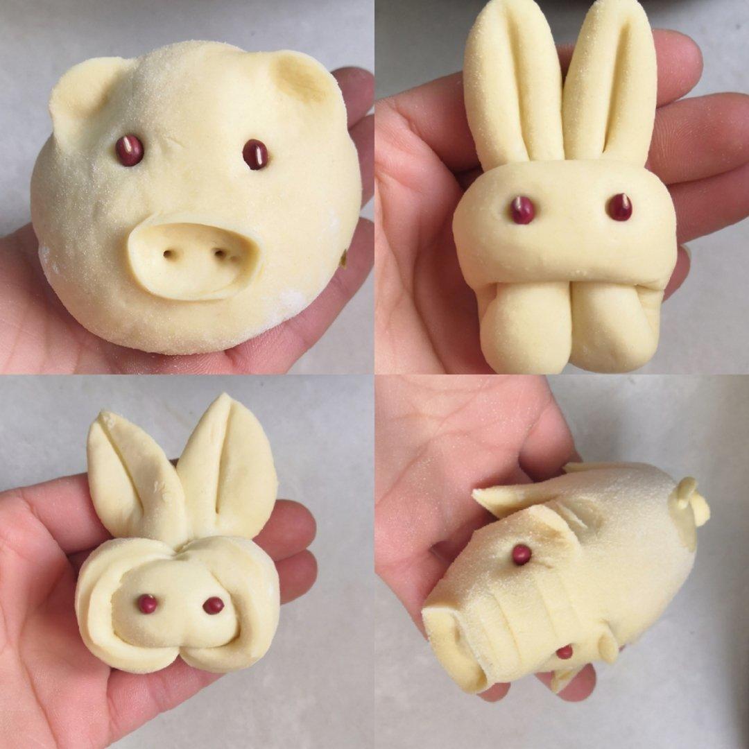 咔吧咔吧咚咚做的卡通动物造型果蔬馒头