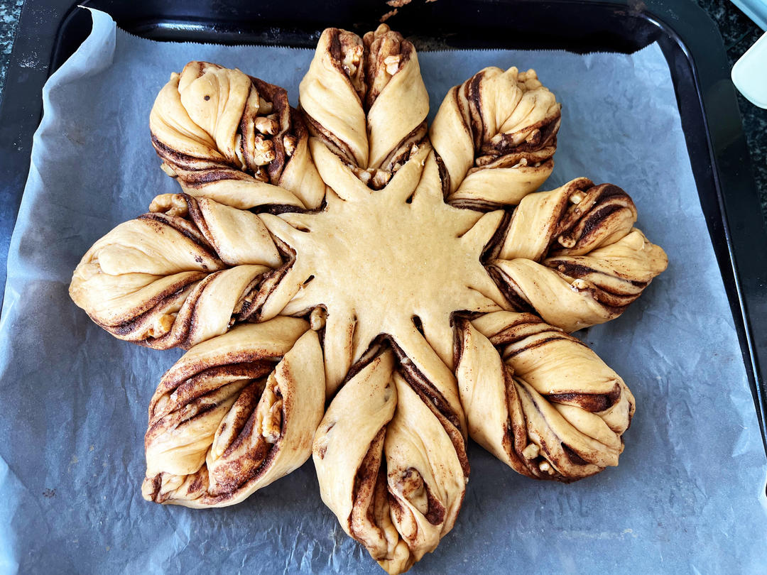 ins网红圣诞红糖肉桂雪花全麦面包（一次发酵）B83