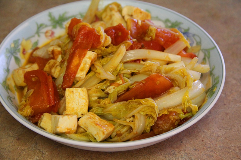 西红柿白菜炒豆腐