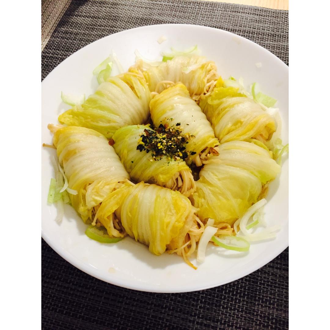 gaaabbb做的无油娃娃菜卷金针菇