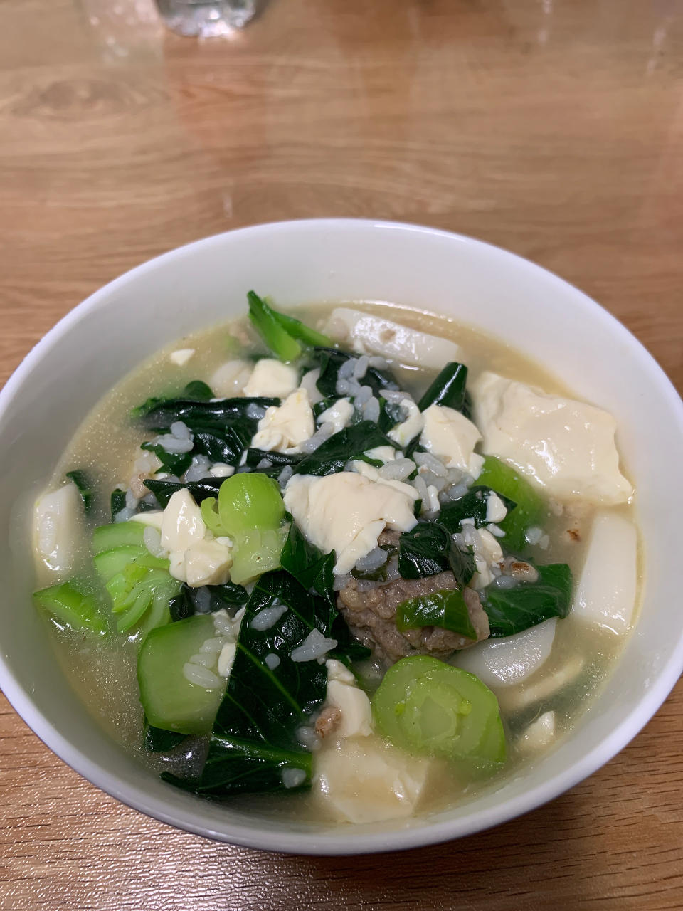 豆腐青菜汤年糕
