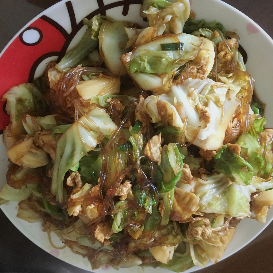 包菜粉丝炒鸡蛋
