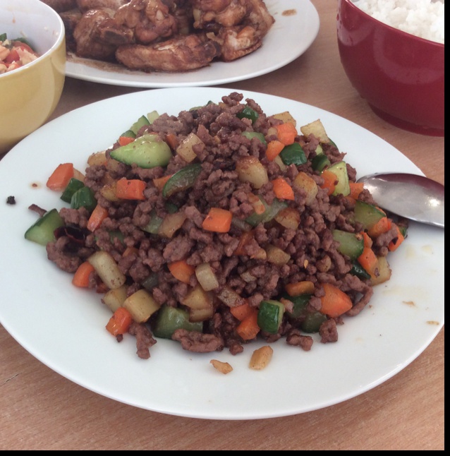 肉末炒三丁
