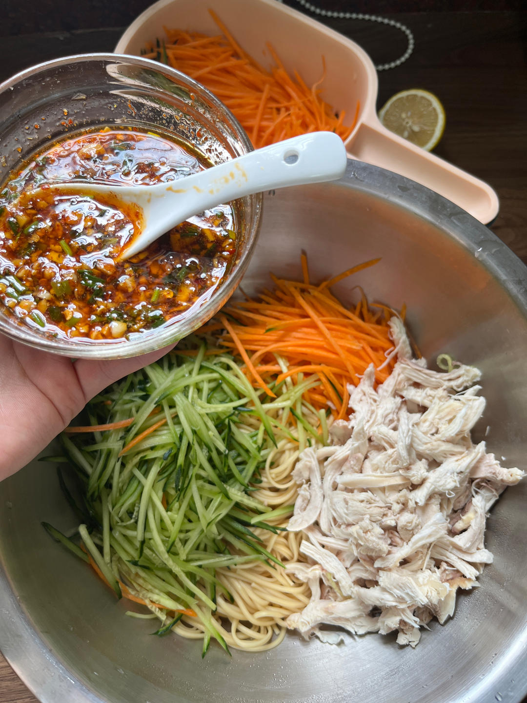 酸辣开胃的鸡丝凉拌面🍜一次一碗吃不够❗️❗️