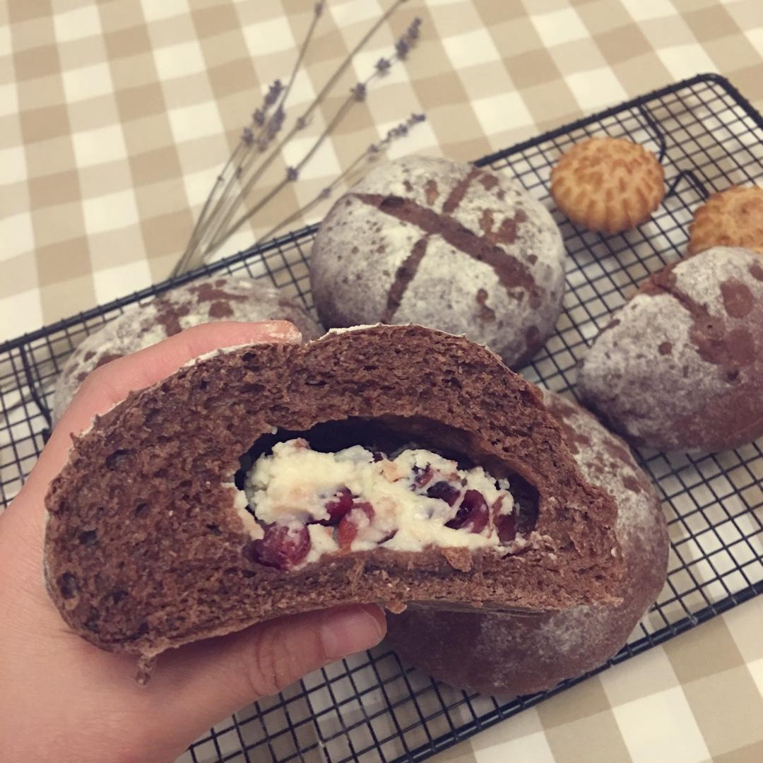 全麦可可奶酪软欧包