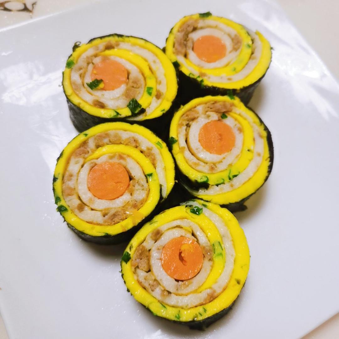 水色如蓝做的高颜值早餐鸡蛋卷7575双色鸡蛋卷