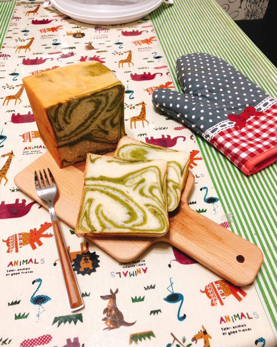 汤种抹茶大理石纹吐司（水立方模）