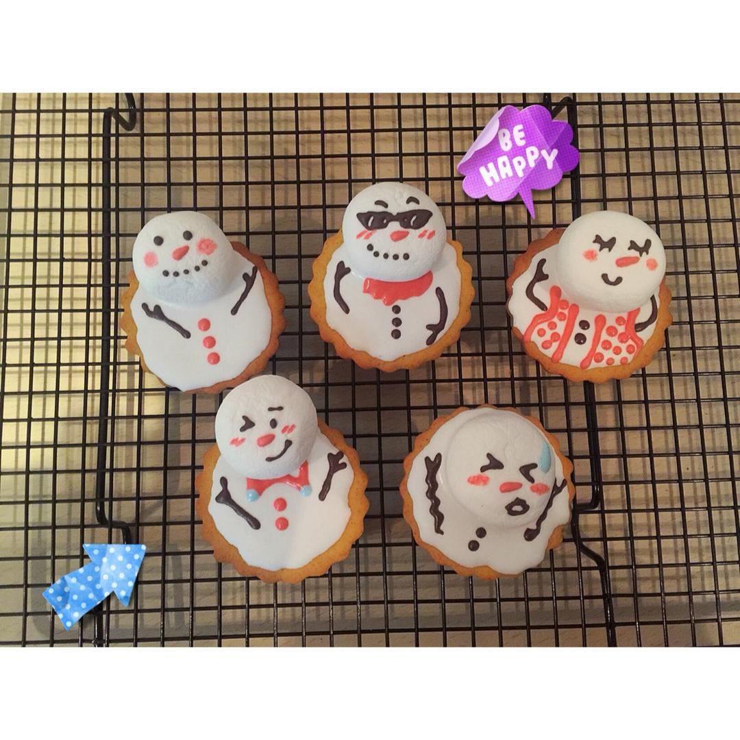 新手五分钟学会的圣诞雪人饼干