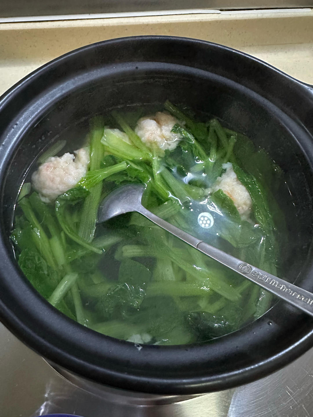 虾滑小白菜粉丝汤