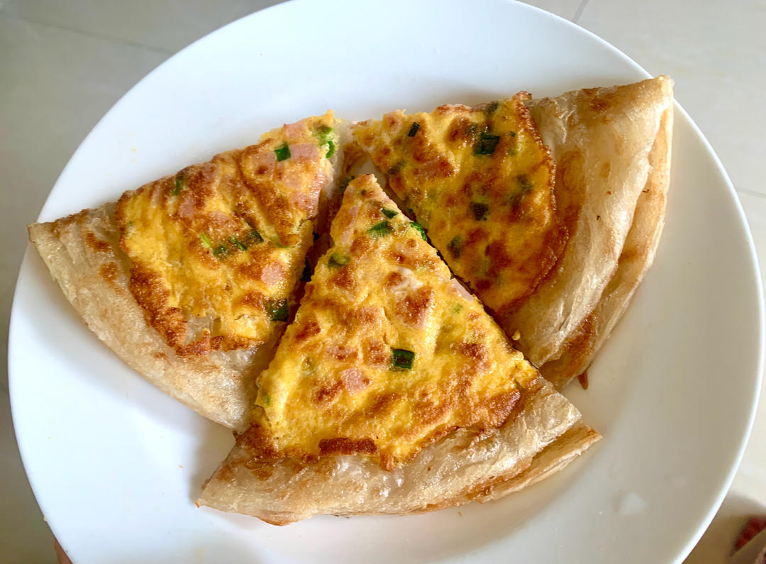 【宝宝辅食】香葱火腿手抓饼