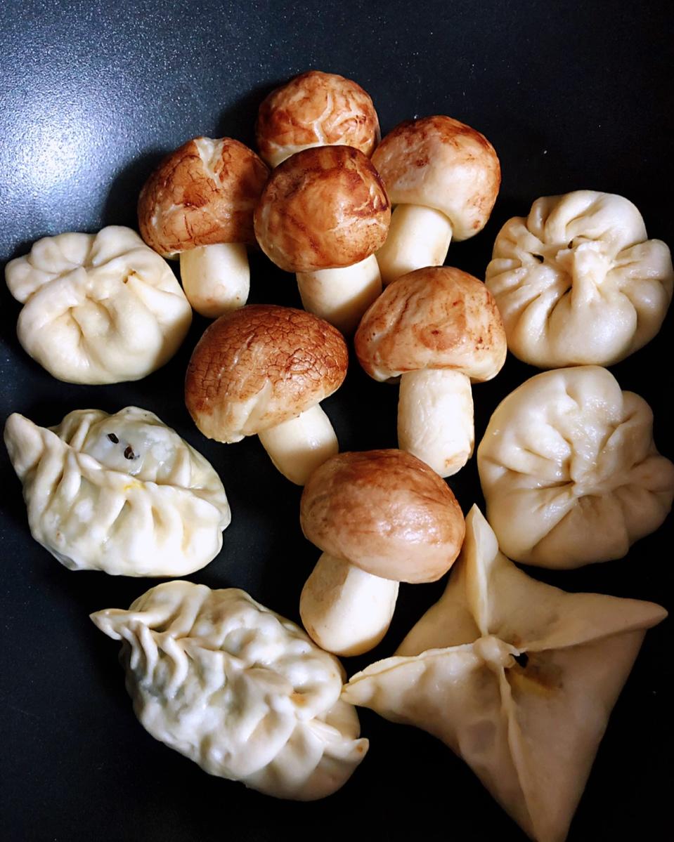 小蘑菇豆沙包