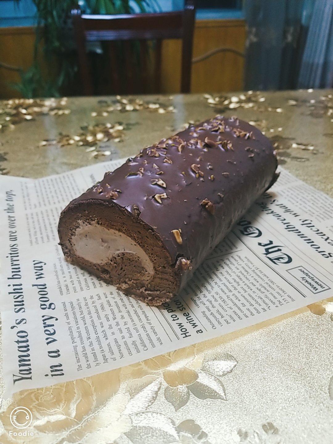 🍫梦龙蛋糕卷. 巧克力脆皮蛋糕卷 by pink-rabbit