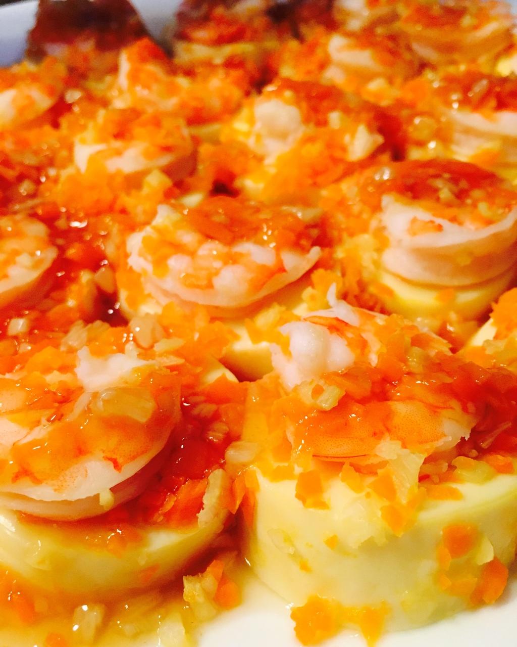 玉子豆腐 蒜茸蒸虾