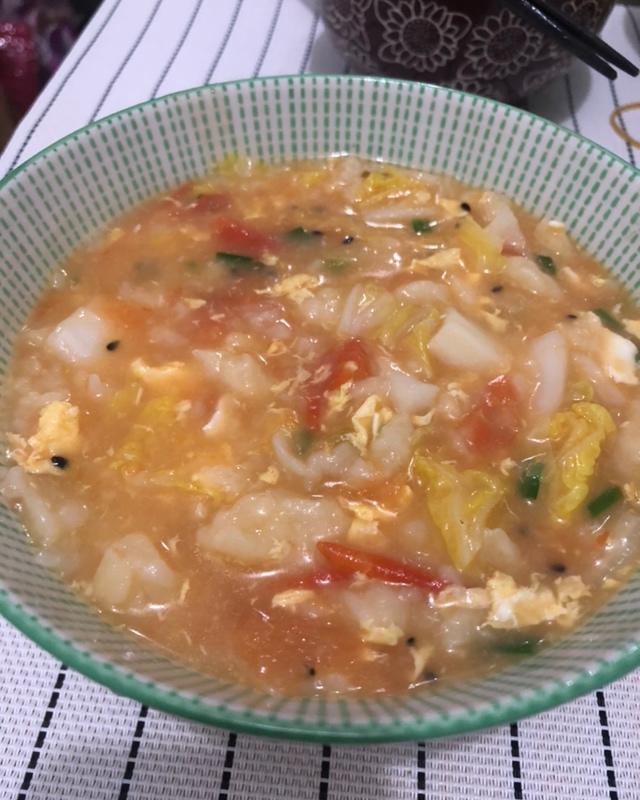 西红柿鸡蛋疙瘩汤