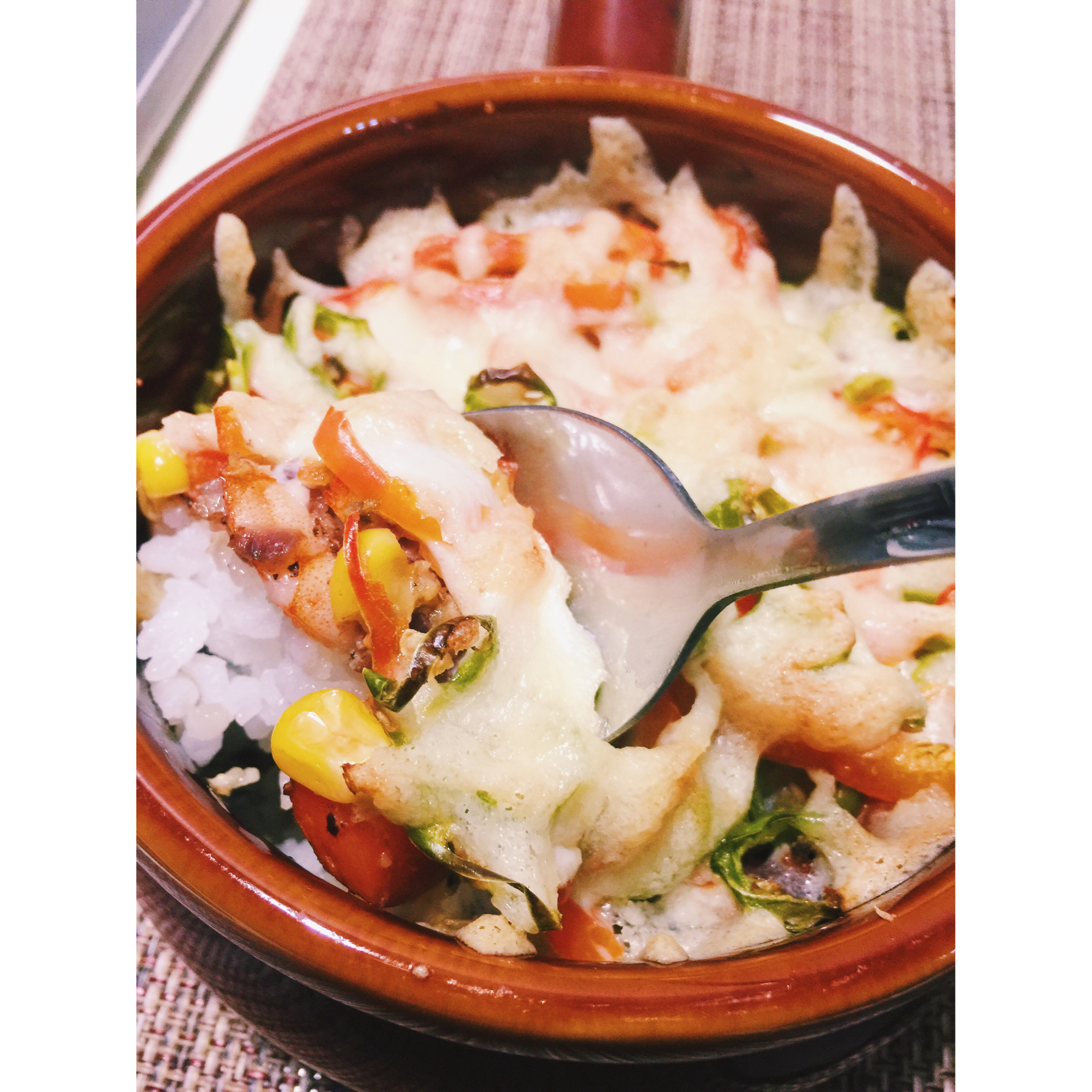 鲜虾培根芝士焗饭