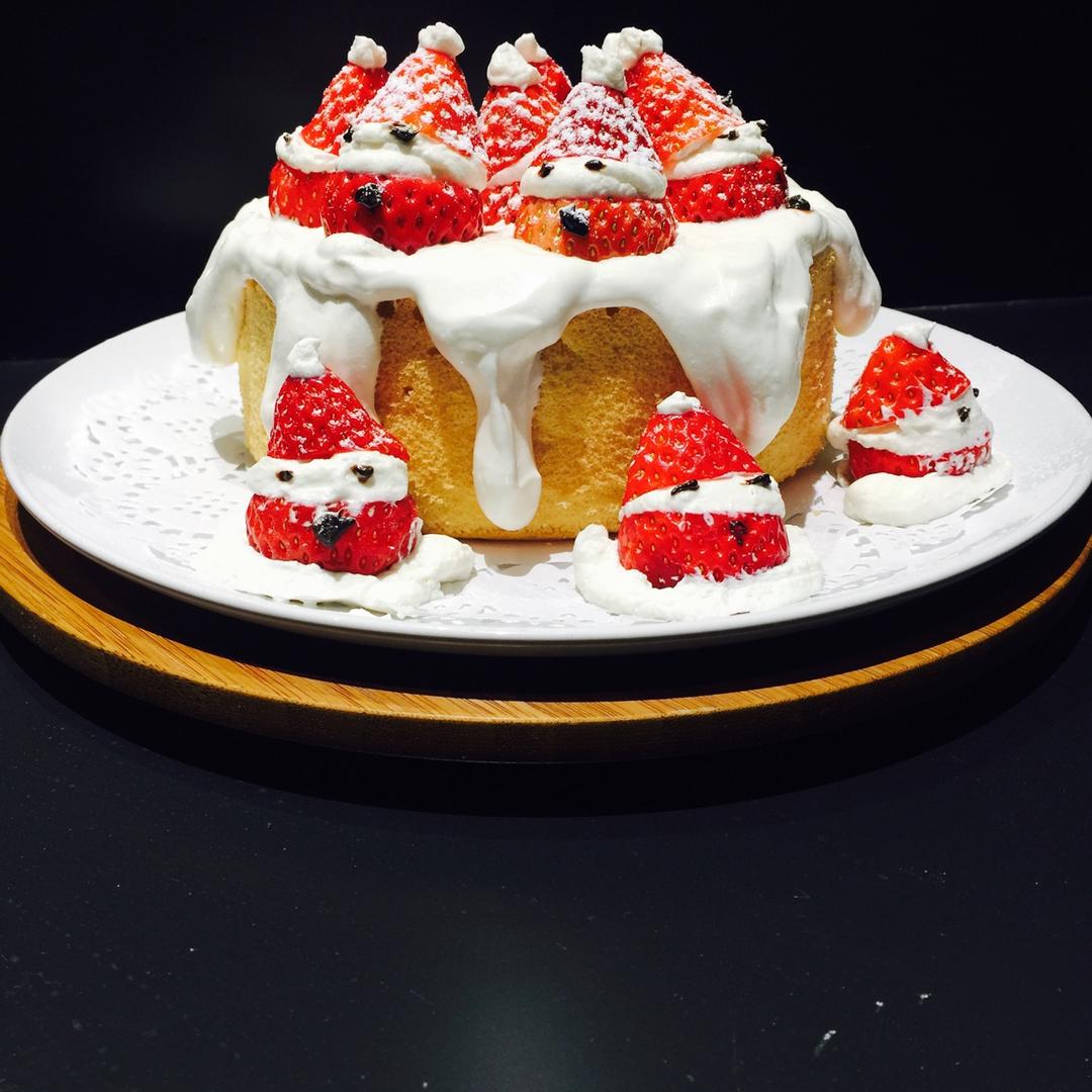 先莹之家做的圣诞草莓雪人裸蛋糕～超简单懒人版