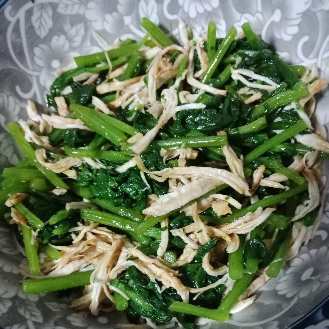 茼蒿拌鸡丝
