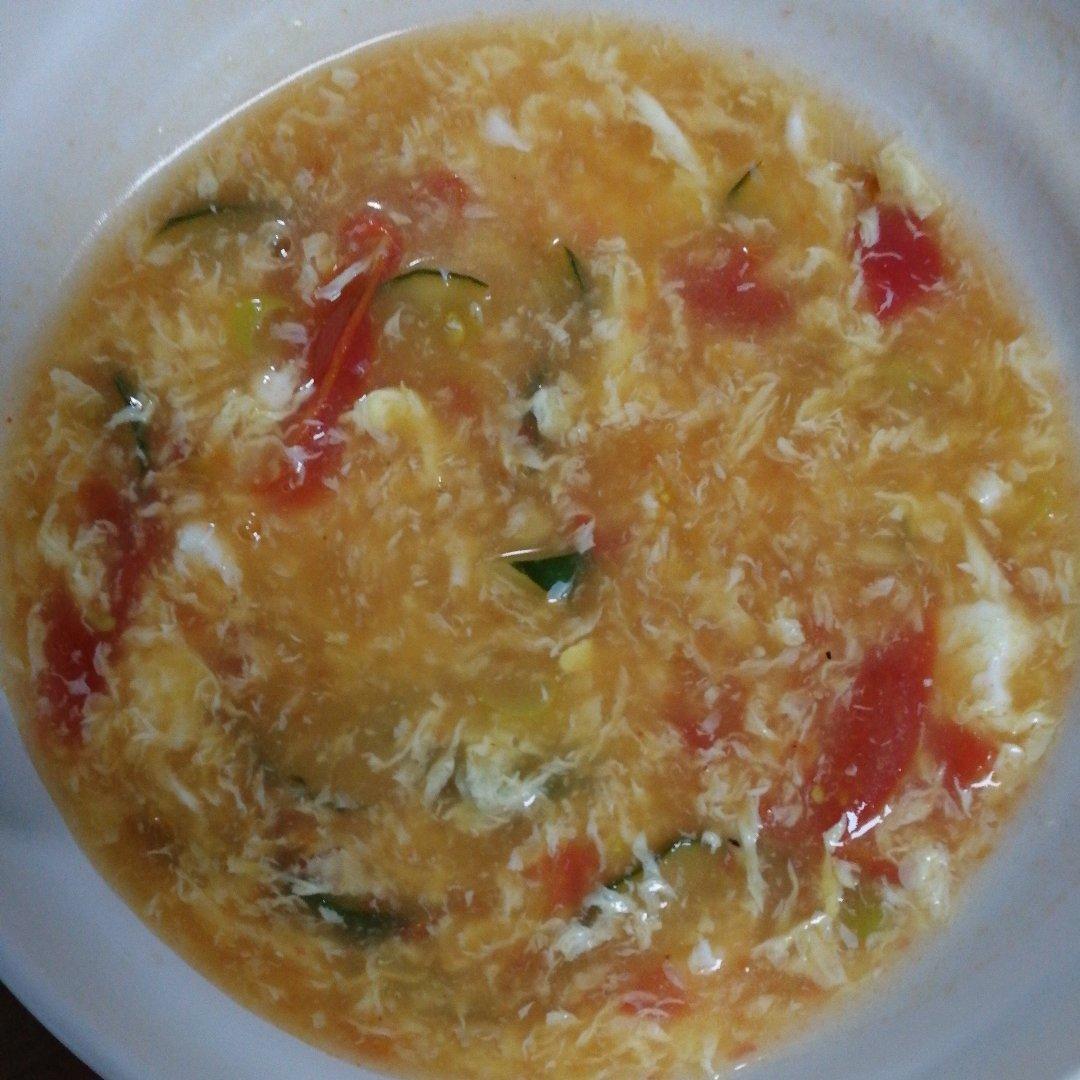 sado123做的鸡蛋西红柿黄瓜汤