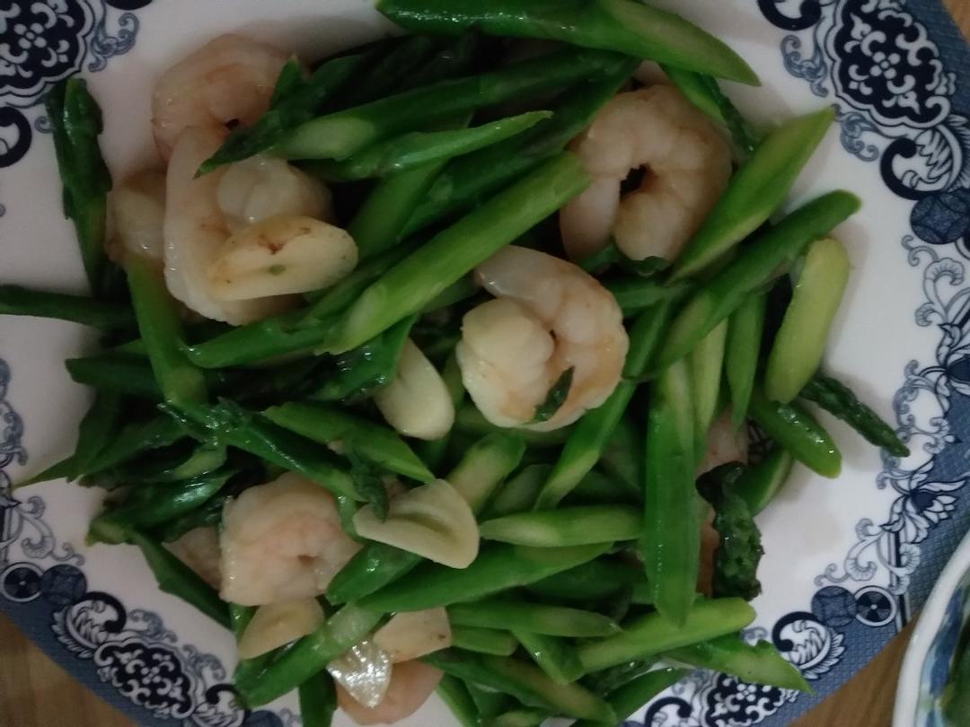 清炒芦笋虾仁
