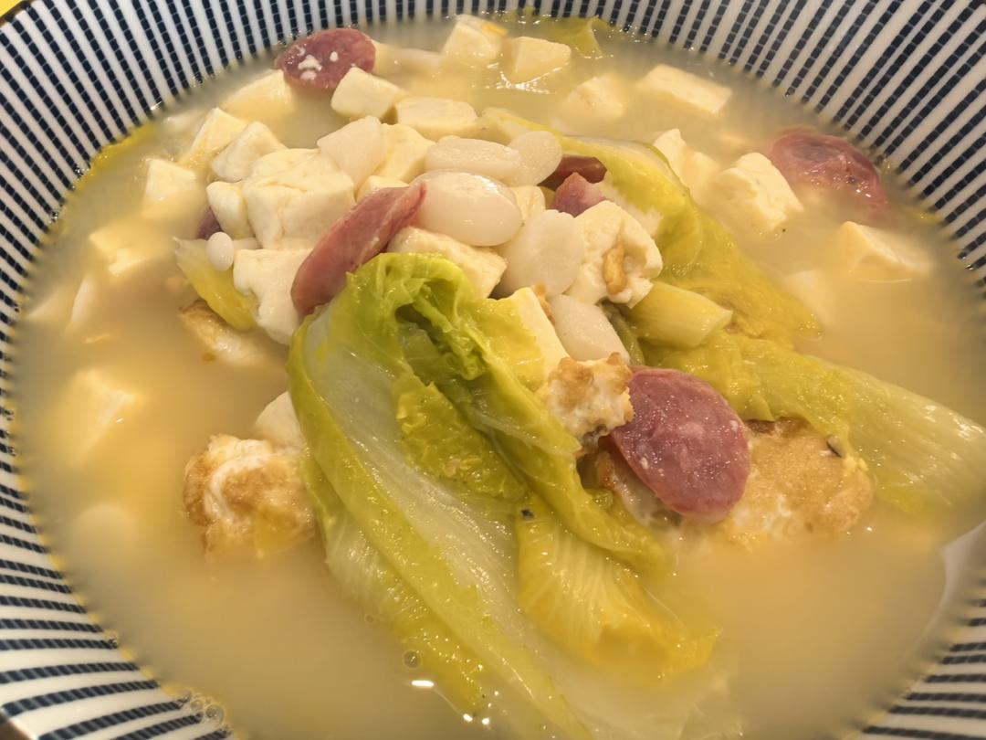 娃娃菜豆腐三鲜汤