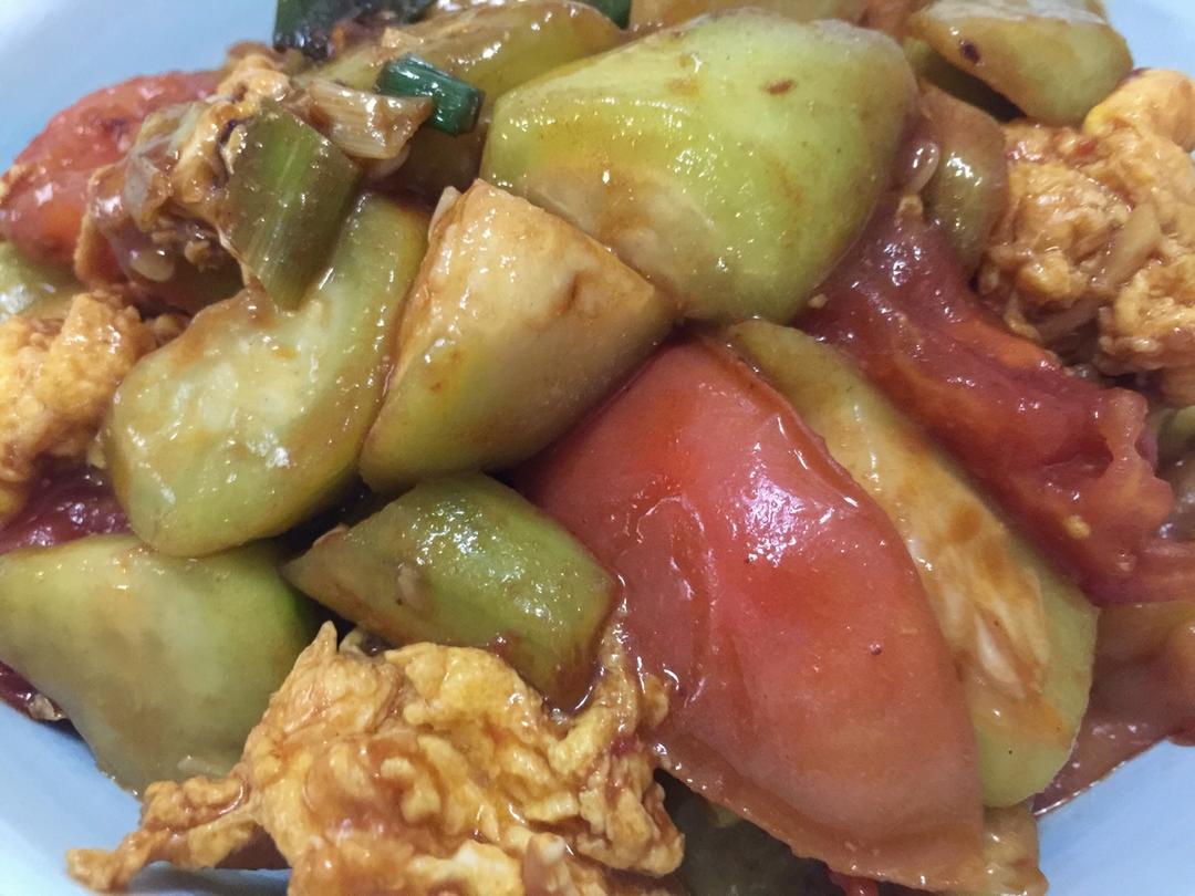 番茄丝瓜炒鸡蛋