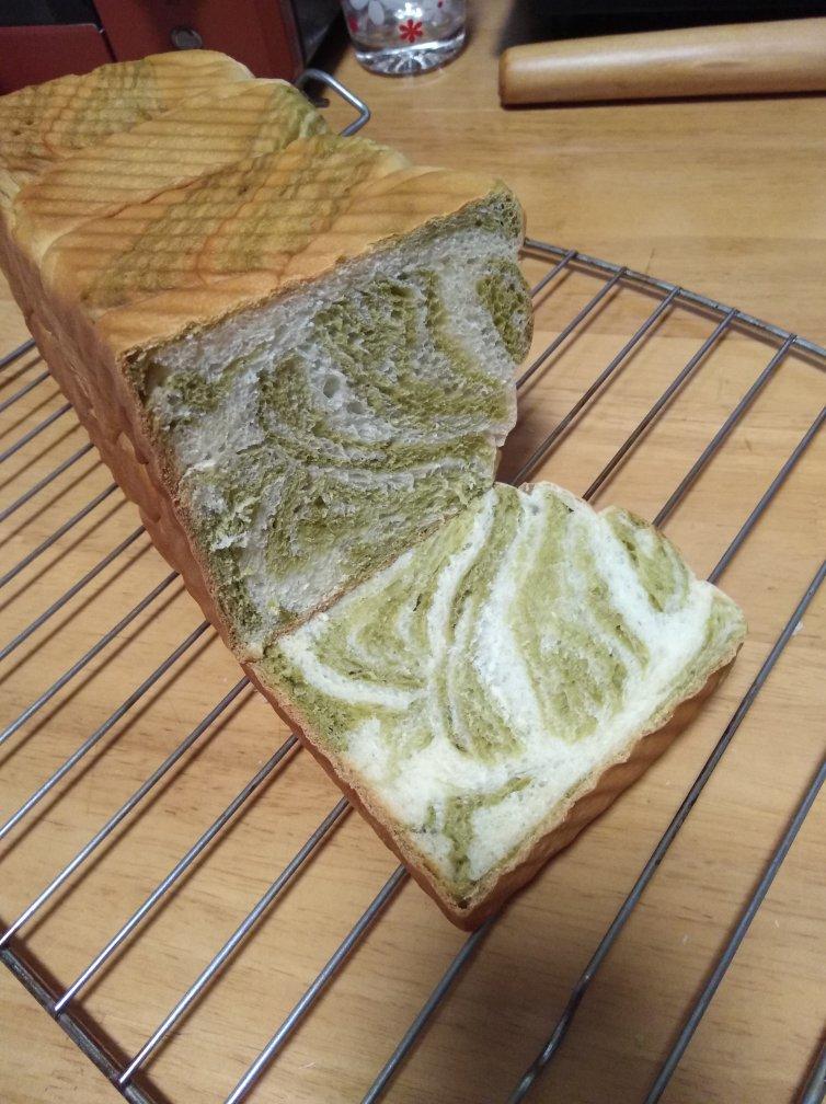 汤种抹茶大理石纹吐司（水立方模）