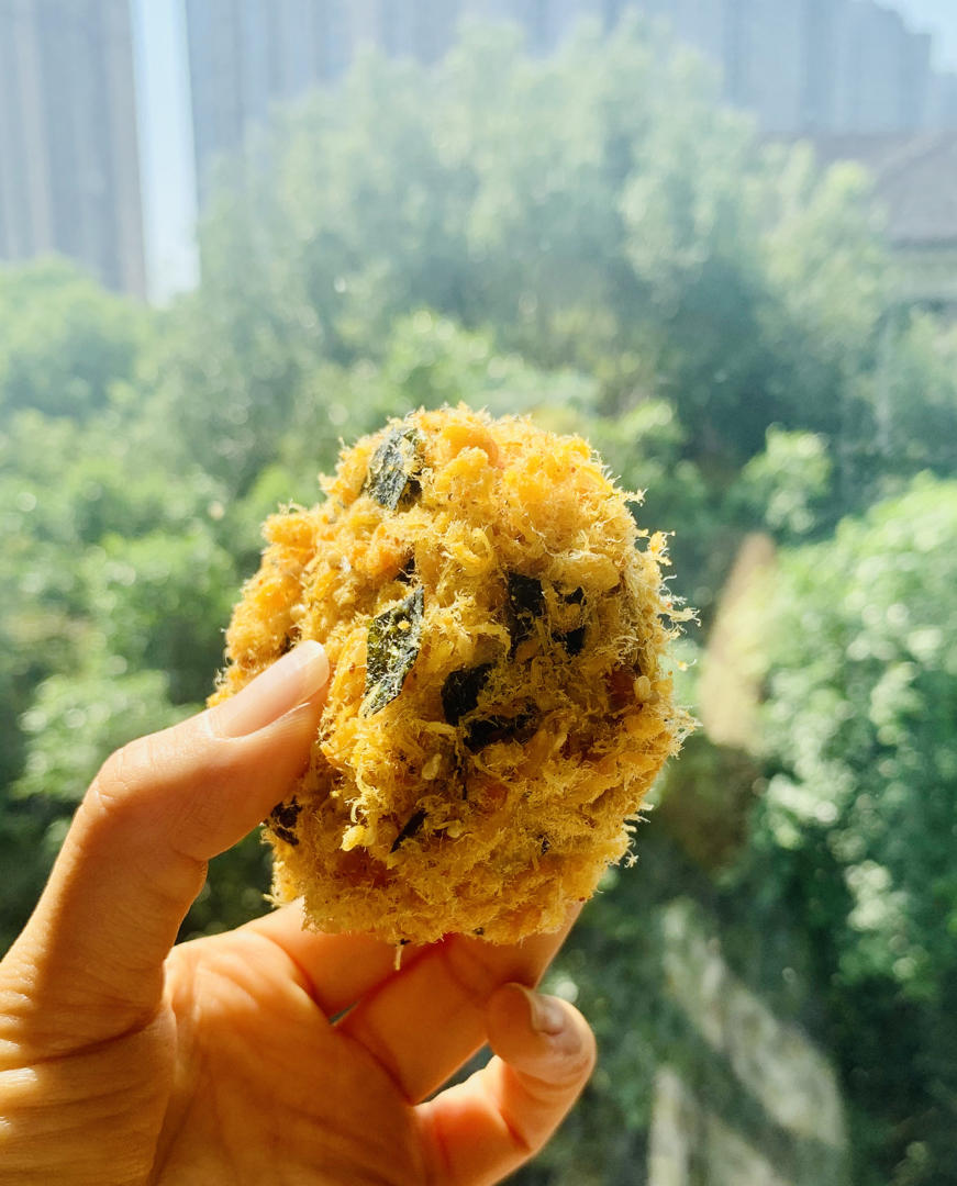 网红海苔肉松拉丝小贝（麻薯不用打蛋器放四天依然可以拉丝哦）