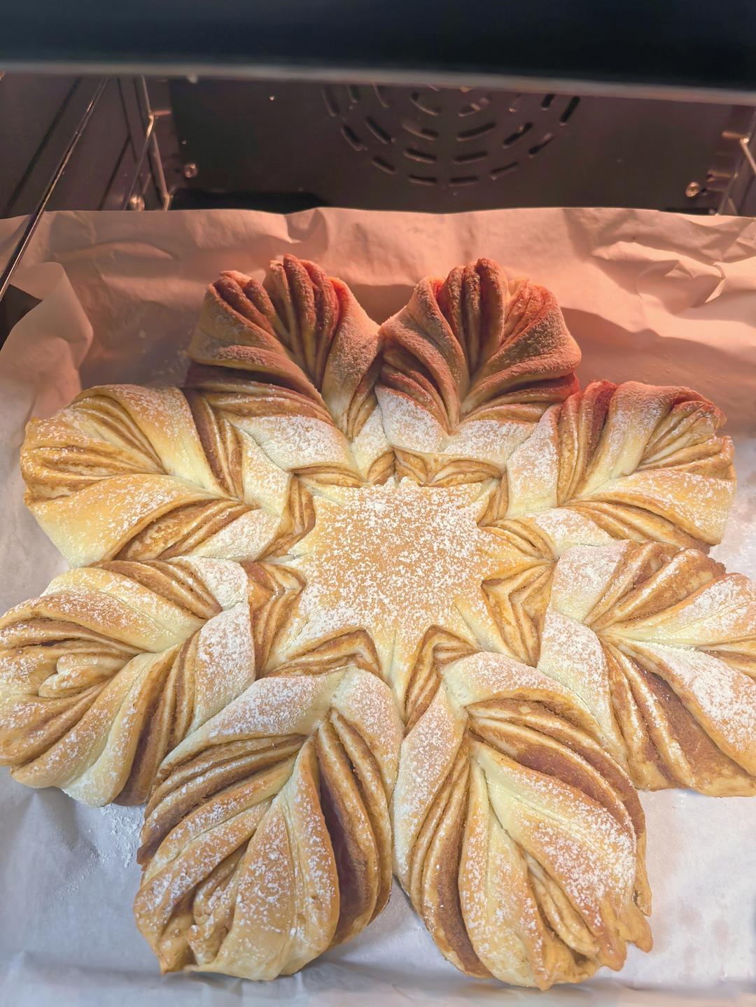 圣诞雪花面包，一次性发酵，简单漂亮又美味