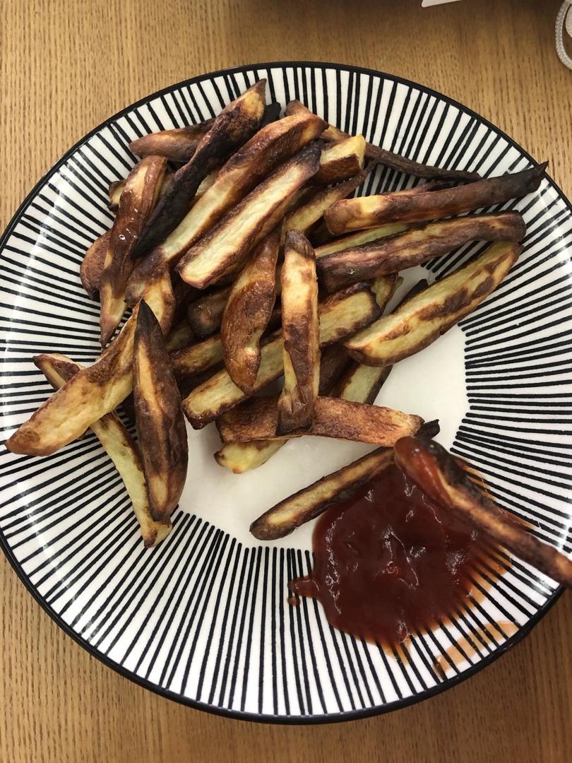 不用炸的简单烤薯条🍟追剧哄小孩小零食椒盐薯条番茄酱薯条二种口味