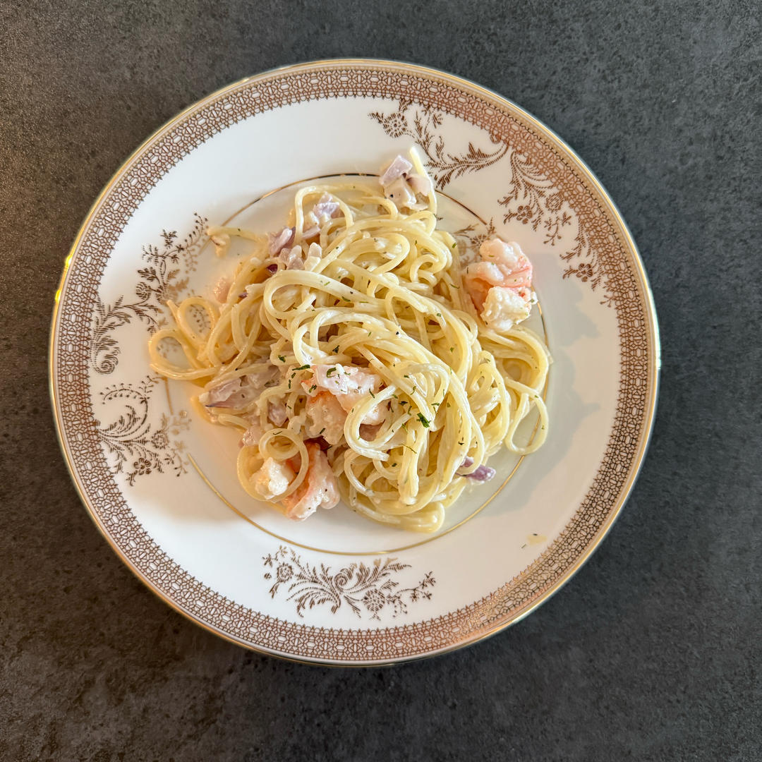 蒜香虾仁意面（超简单）