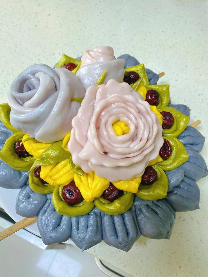 闰四月留娘糕（果蔬玫瑰花馒头）