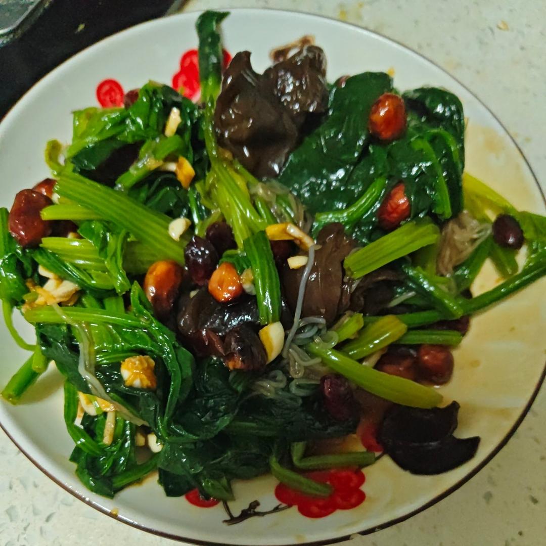 凉拌粉丝菠菜
