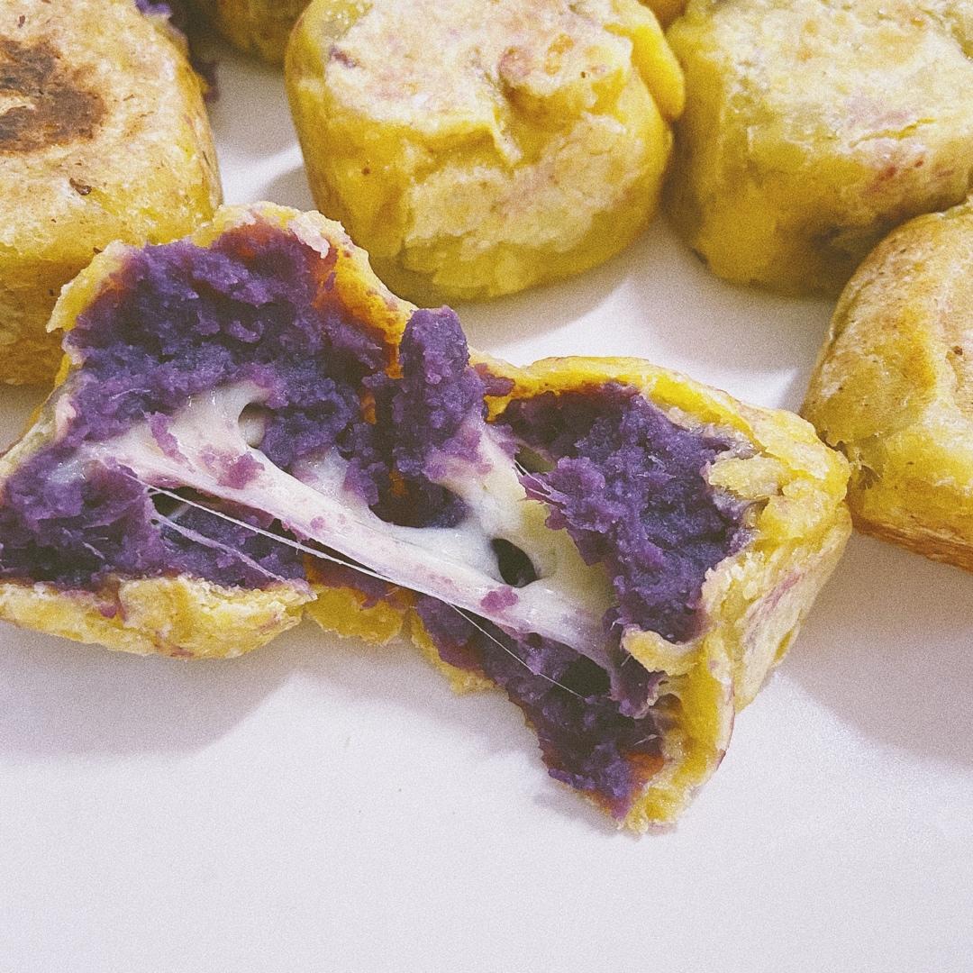 网红爆浆香芋紫薯仙豆糕，只需一口平底锅